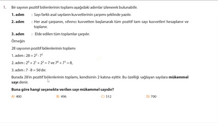 Nartest 8. Sınıf Power-Up Matematik Soru Bankası, Çarpanlar ve Katlar, Test 1